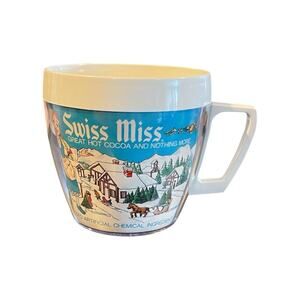 Vintage Swiss Miss Winter Hot Cocoa Cup Mug, Thermo Serv Plastic, USA West Bend